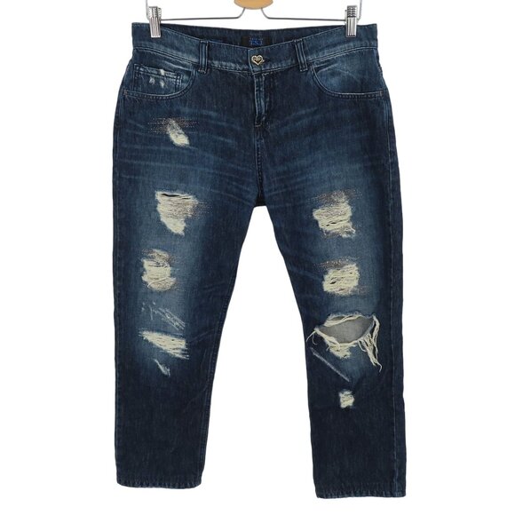TWINSET Denim - TWINSET Jeans Womens SEE MEASUREMENTS Catherine Embellished Distressed Denim